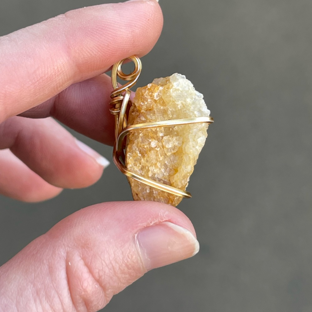 Citrine Gold Tone Wire Wrap Necklace - Picture 7 of 7